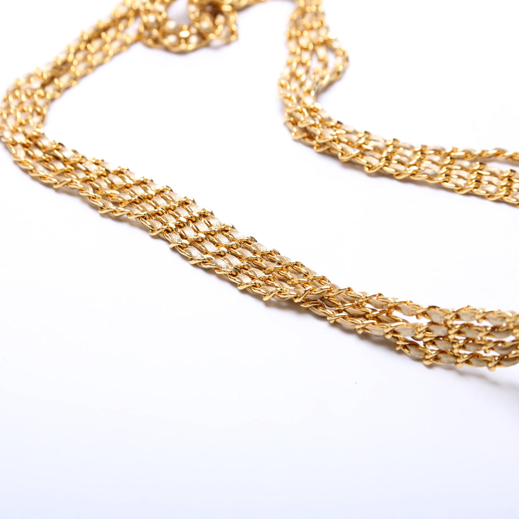 Multi Chain Flap Metallic Lambskin 3M Gold