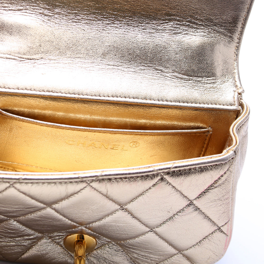 Multi Chain Flap Metallic Lambskin 3M Gold