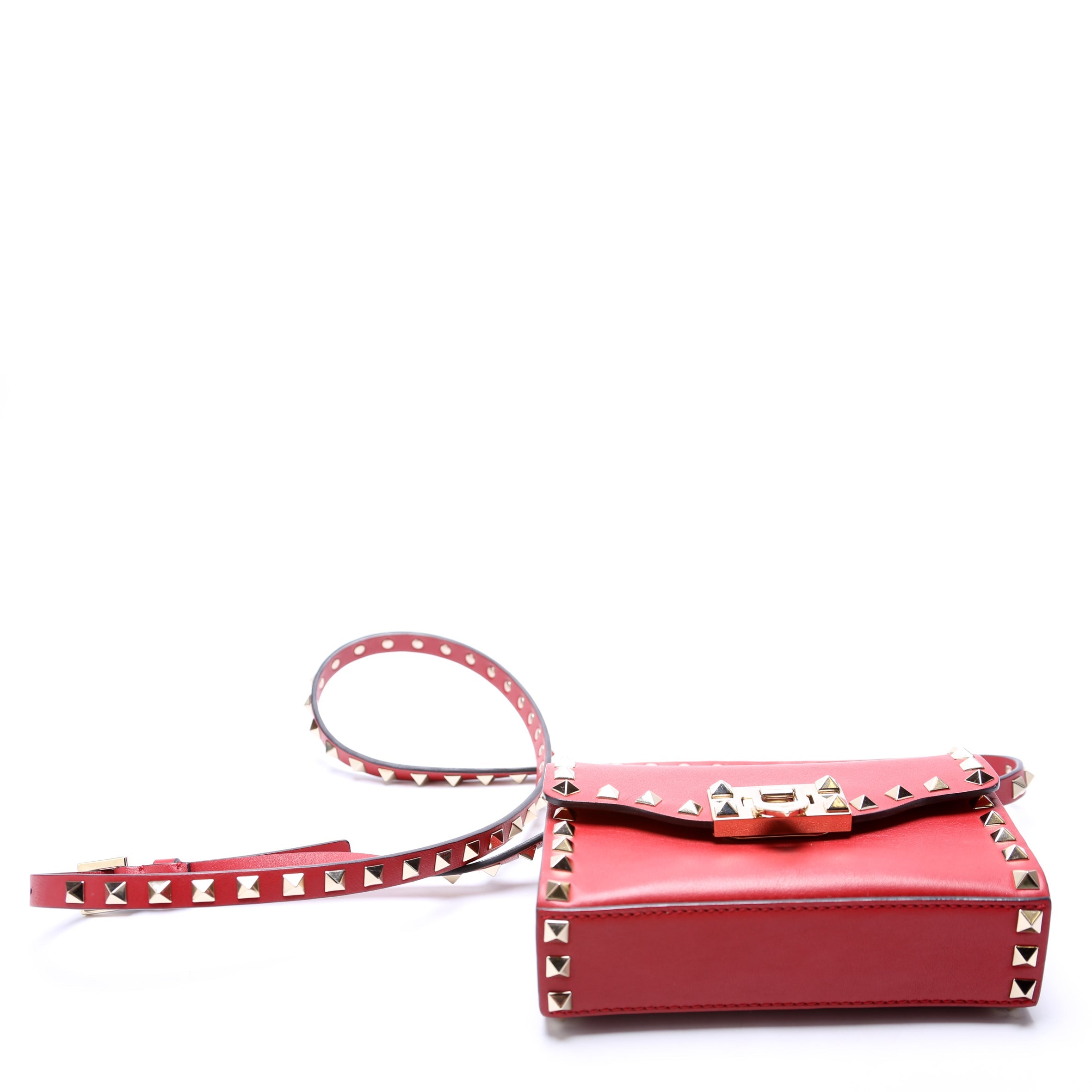 Rockstud Mini Flip Lock Crossbody Red