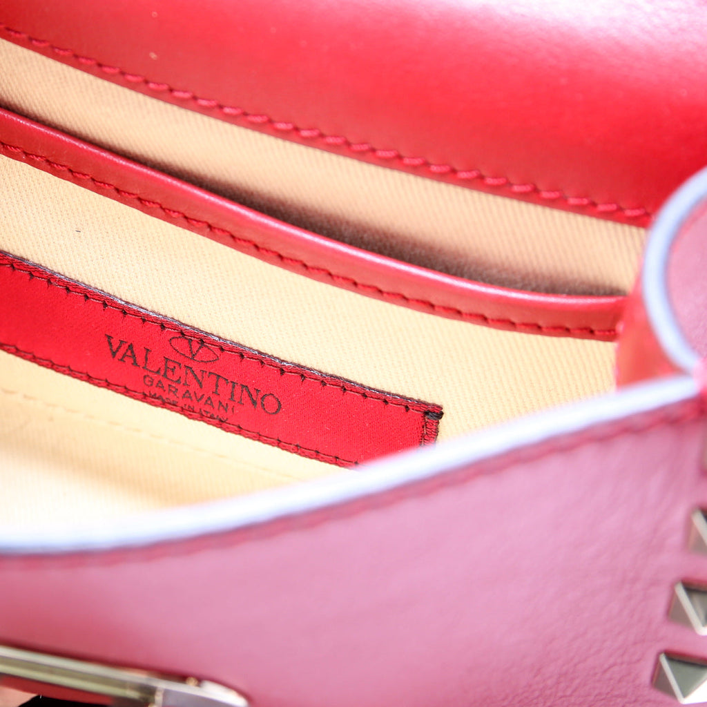 Rockstud Mini Flip Lock Crossbody Red