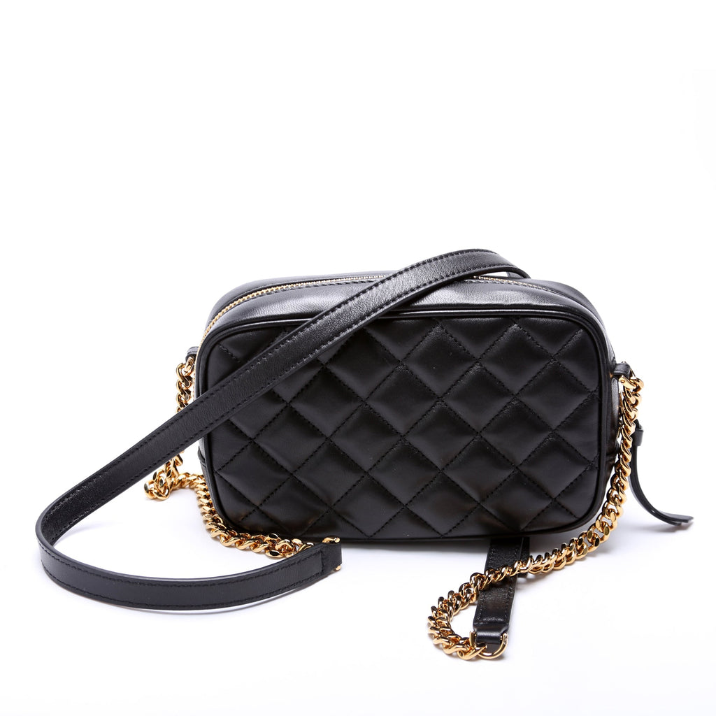 La Medusa Quilted Leather Small Camera Bag Black