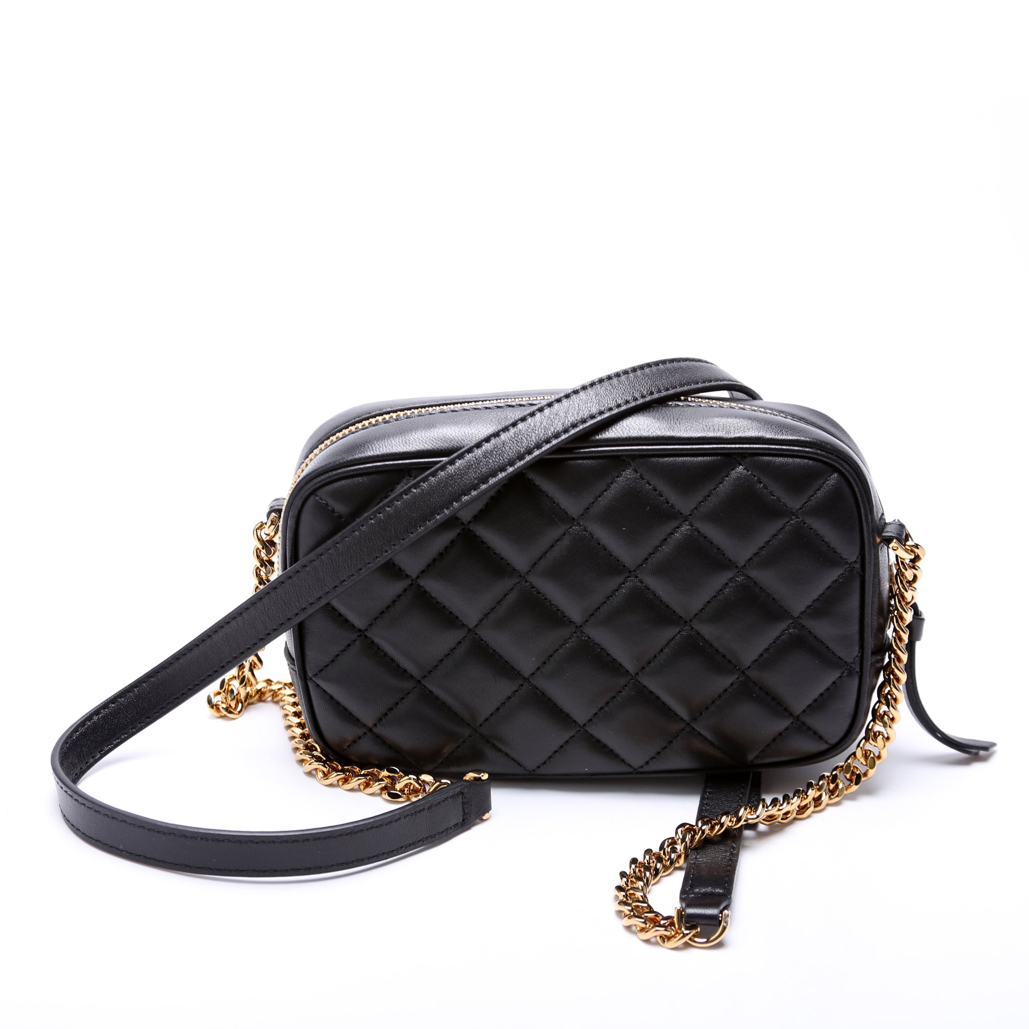 La Medusa Quilted Leather Small Camera Bag Black