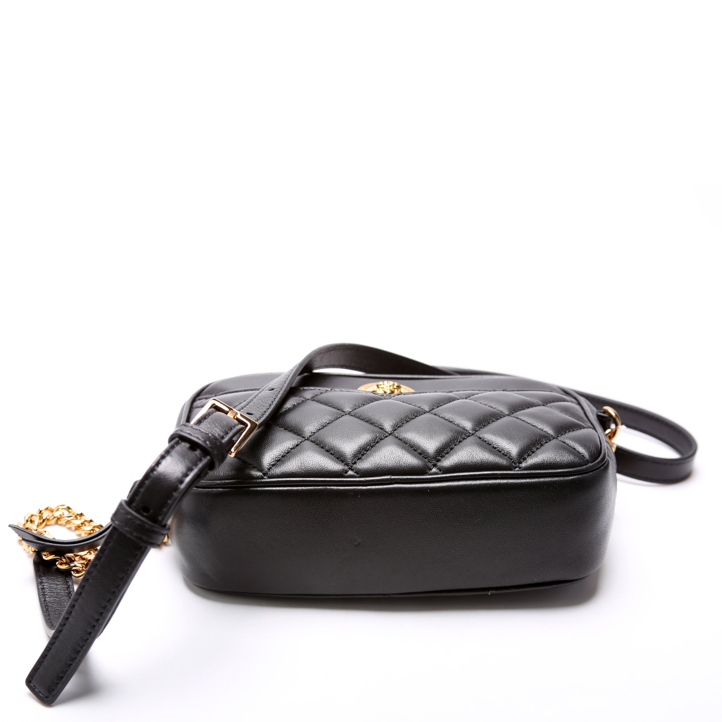 La Medusa Quilted Leather Small Camera Bag Black