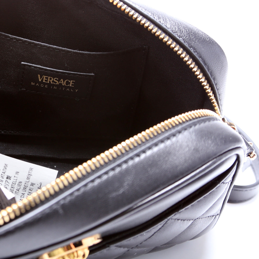 La Medusa Quilted Leather Small Camera Bag Black