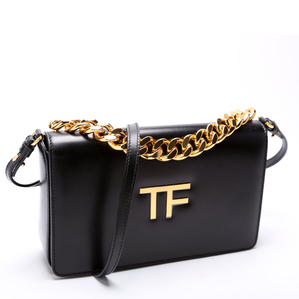 Palmellato TF Chain Calfskin Shoulder Bag Black