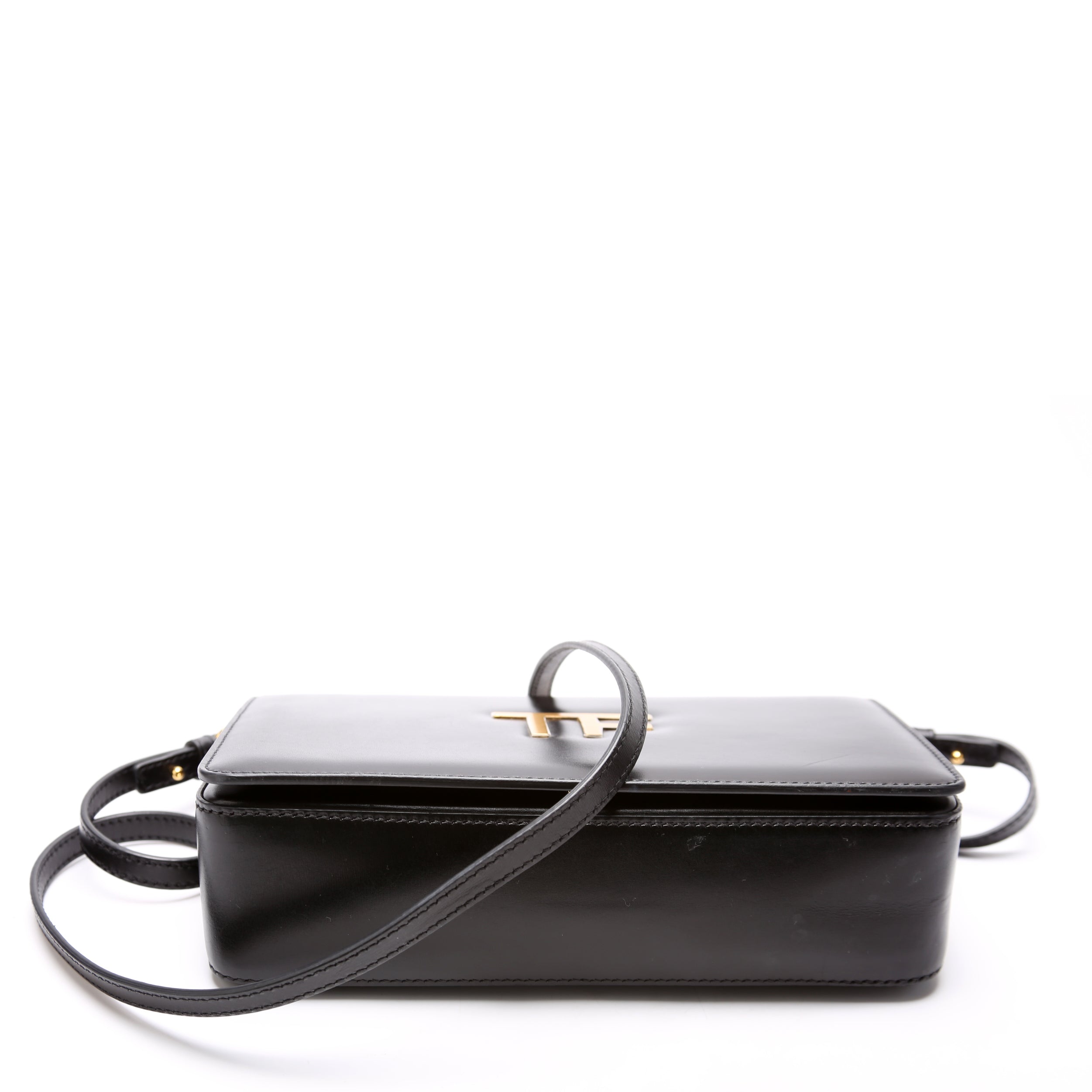 Palmellato TF Chain Calfskin Shoulder Bag Black