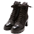 Re-Nylon/Leather Lace Up Boots Size 39.5 Black