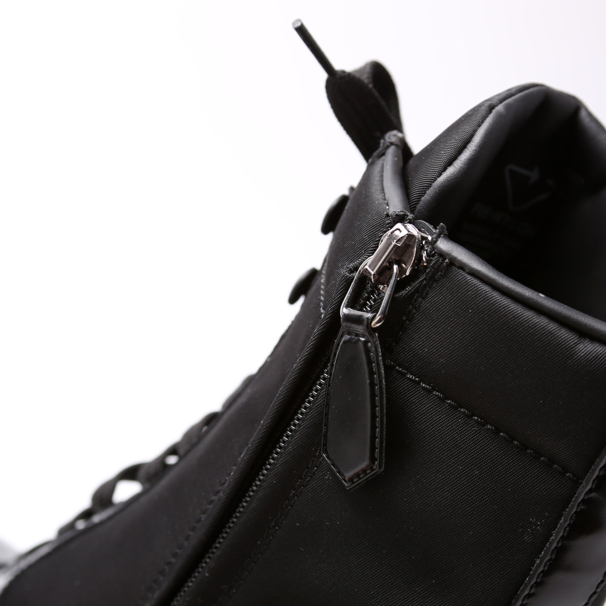 Re-Nylon/Leather Lace Up Boots Size 39.5 Black