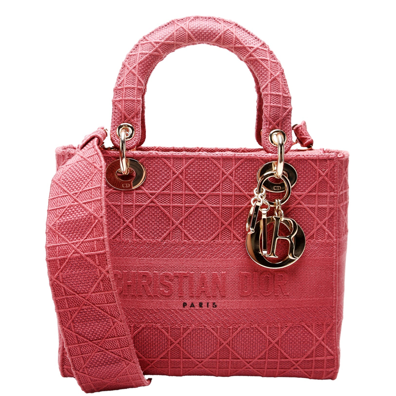 Lady D-Lite Embroidered Cannage Medium Berry