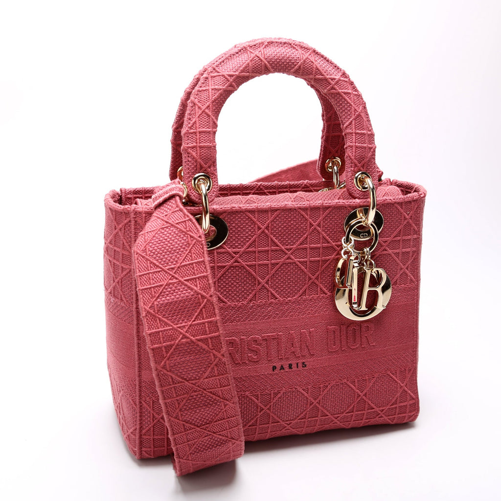 Lady D-Lite Embroidered Cannage Medium Berry