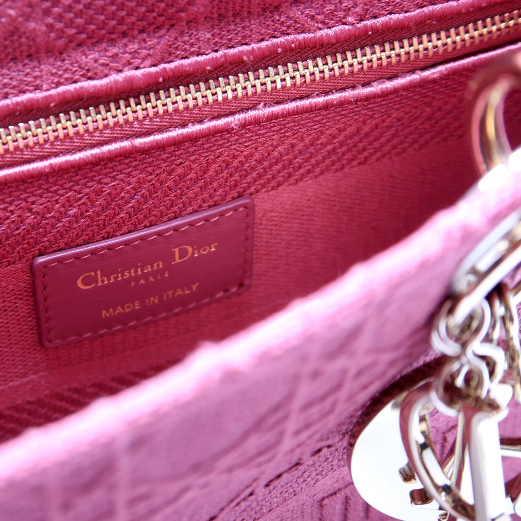 Lady D-Lite Embroidered Cannage Medium Berry