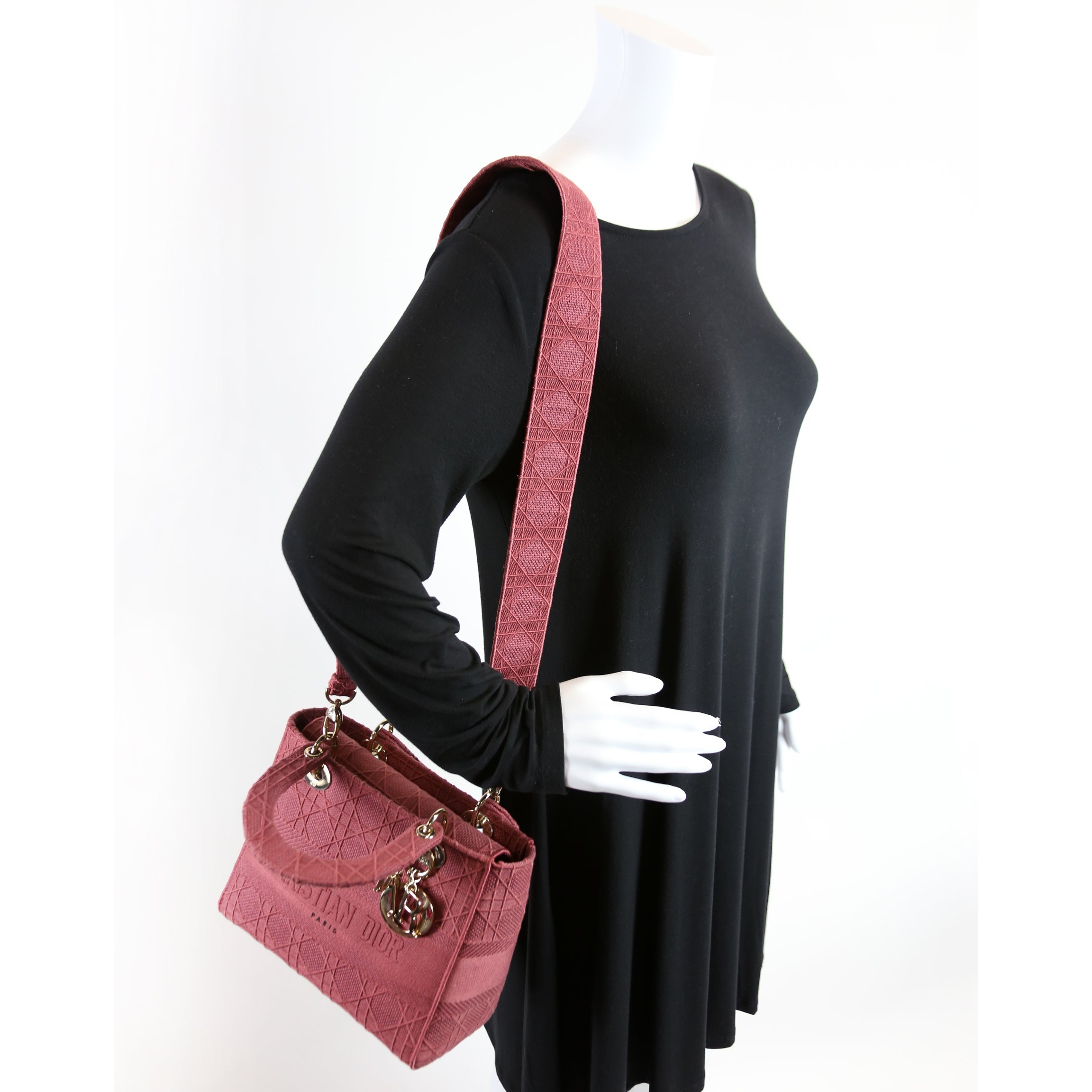 Lady D-Lite Embroidered Cannage Medium Berry