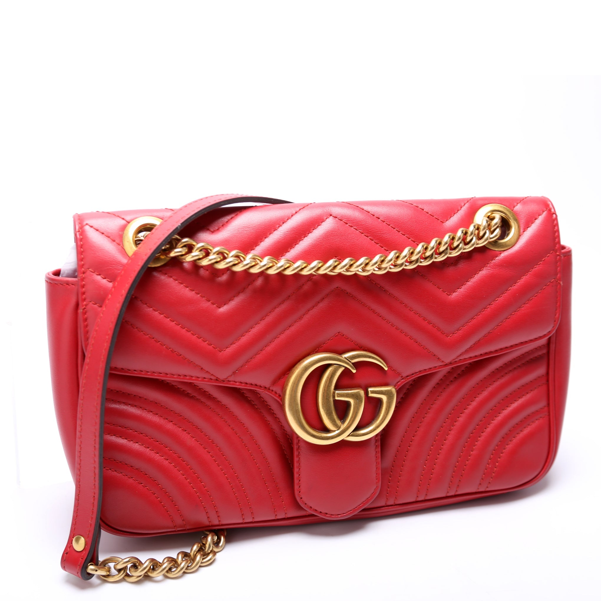 Marmont Leather Shoulder Small Flap Red