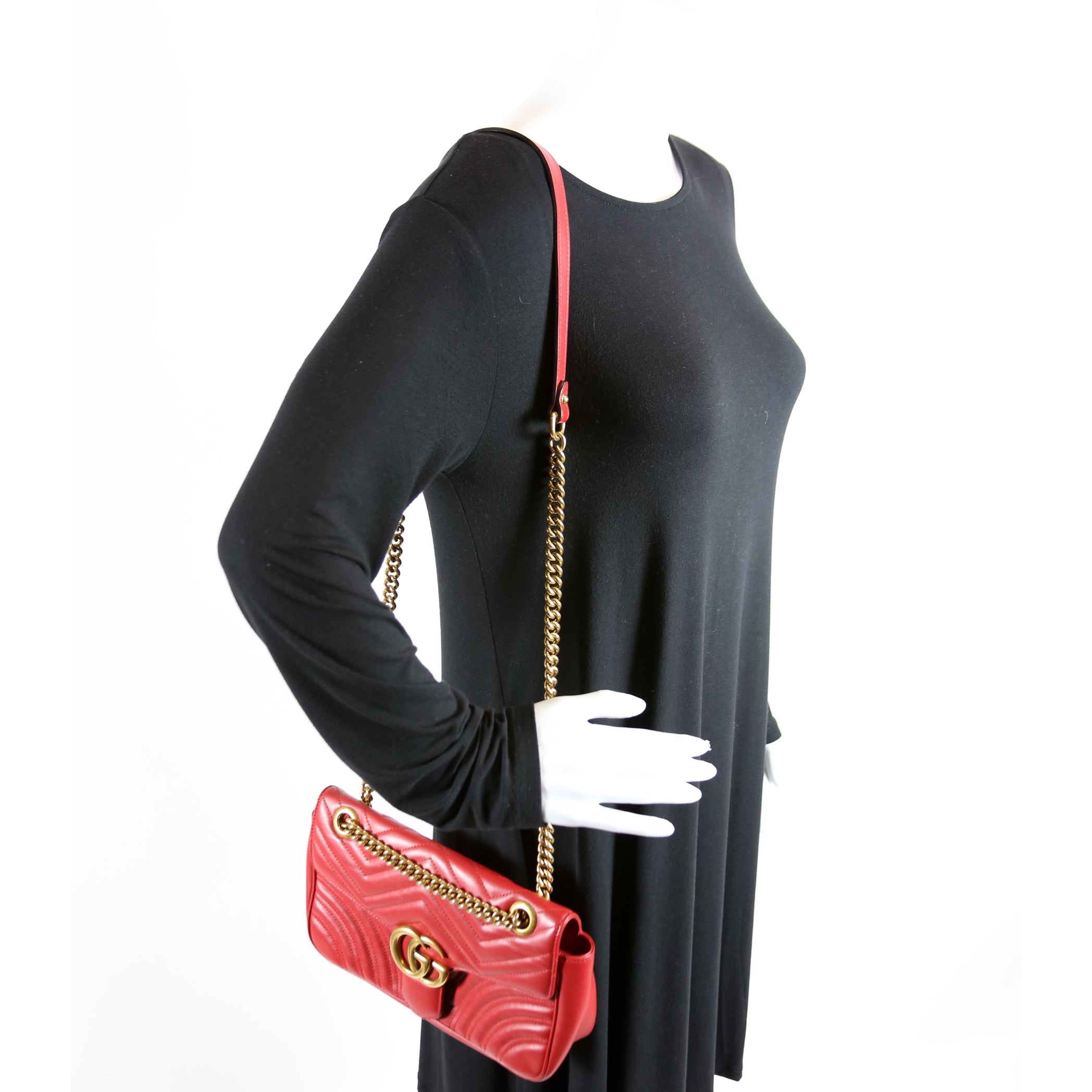Marmont Leather Shoulder Small Flap Red