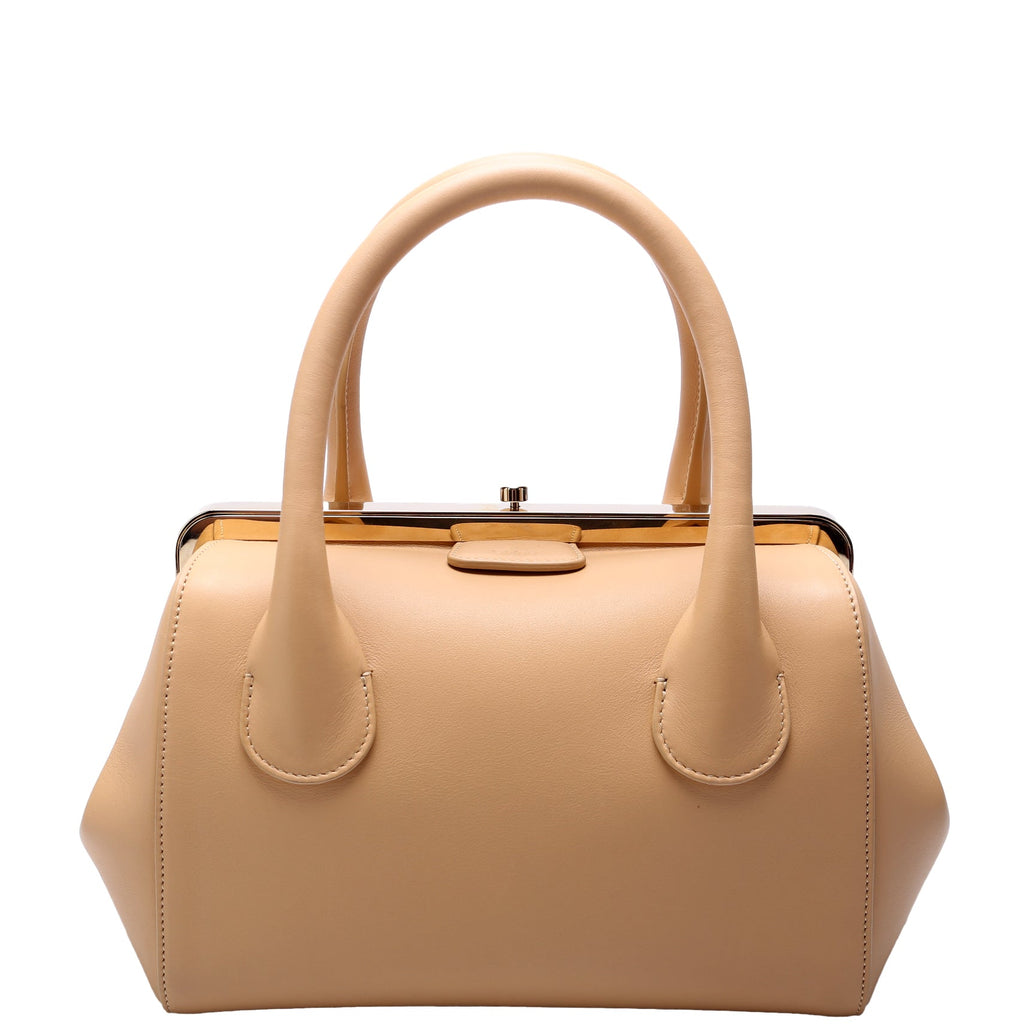 Joyce Frame Bag Medium Calfskin Tan