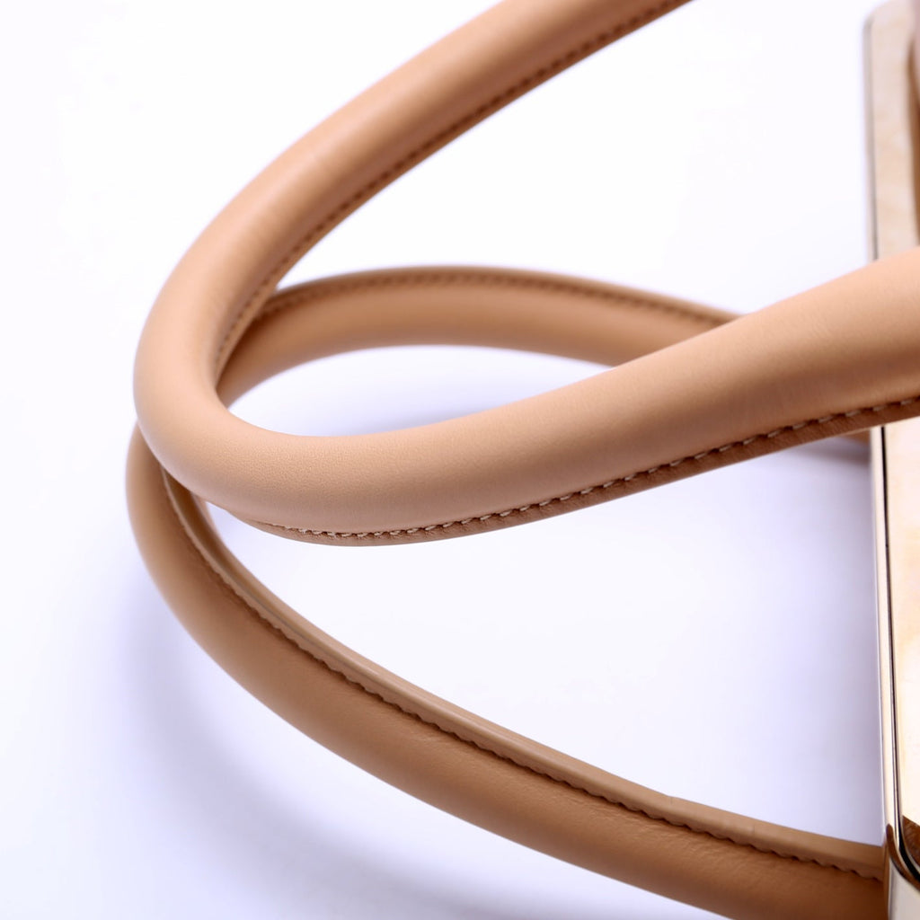 Joyce Frame Bag Medium Calfskin Tan