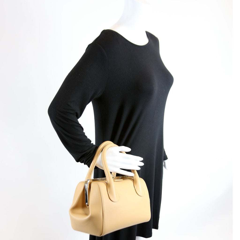 Joyce Frame Bag Medium Calfskin Tan