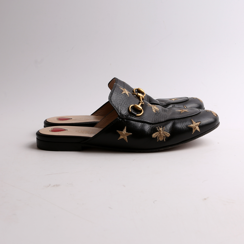 Gucci Princetown Bee Mules Size 36.5