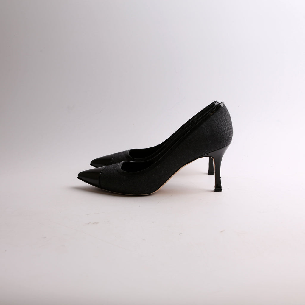 Wool Kitten Heel Pumps Size 38.5