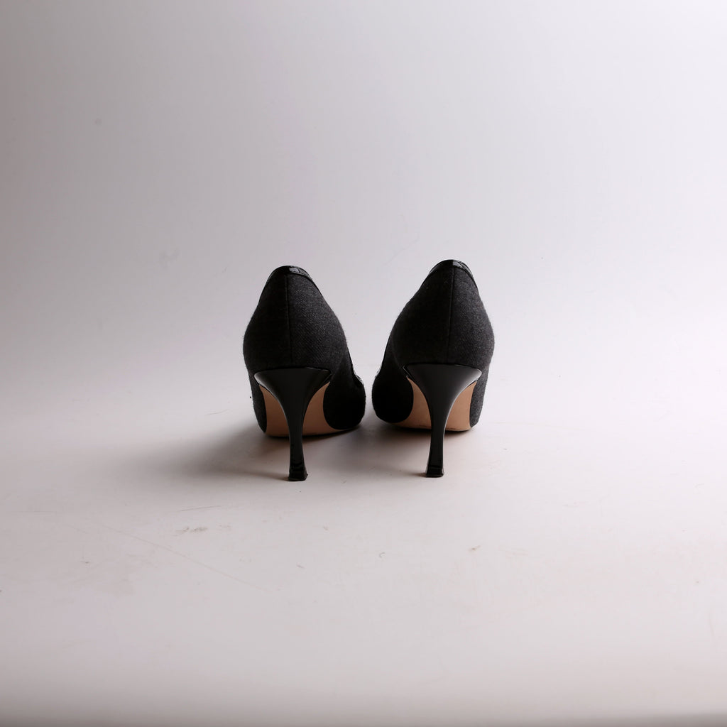 Wool Kitten Heel Pumps Size 38.5
