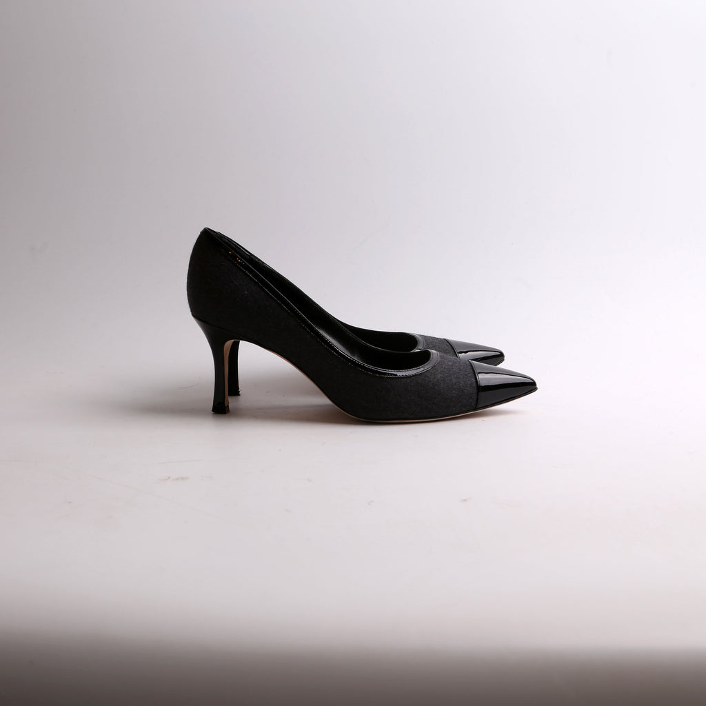 Wool Kitten Heel Pumps Size 38.5