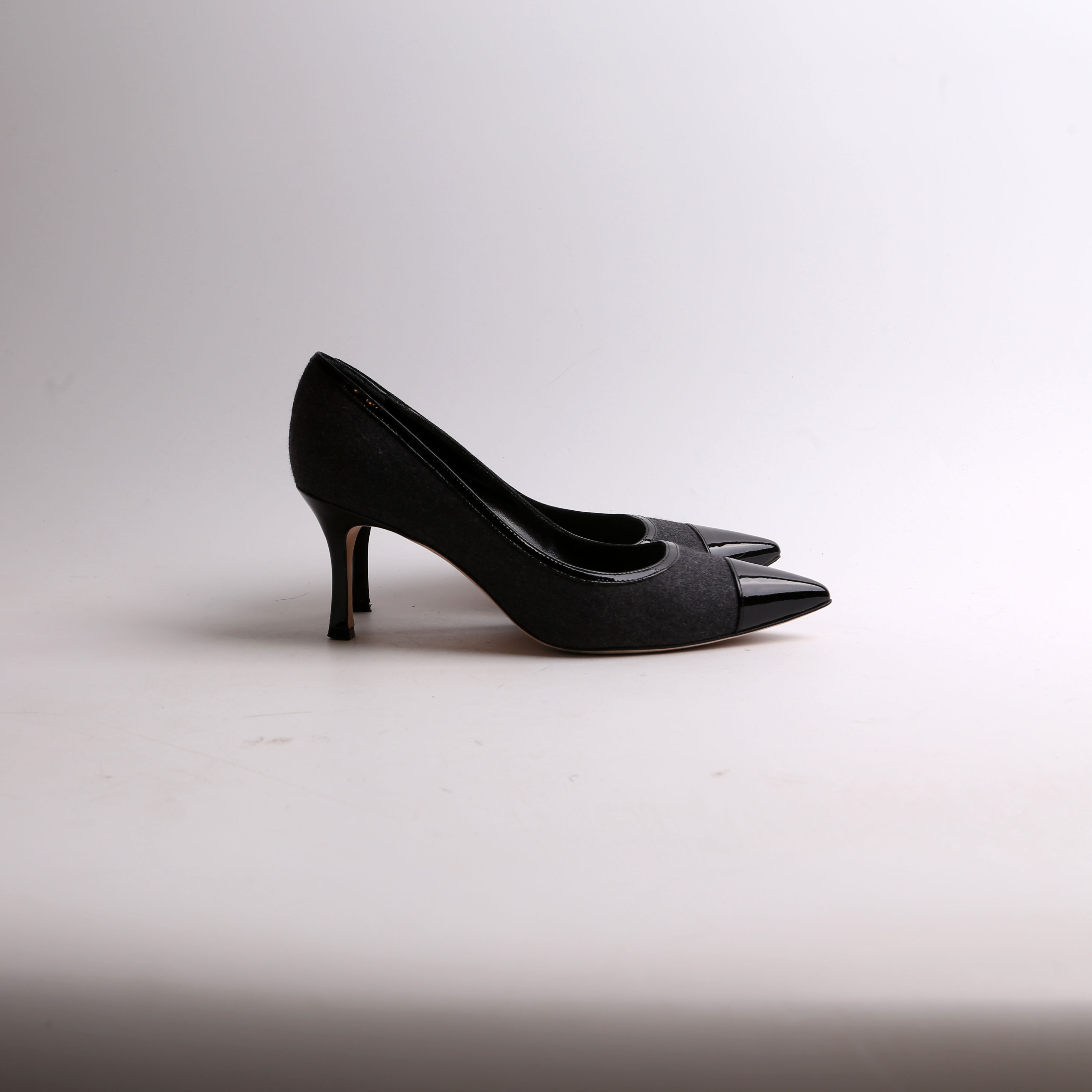 Wool Kitten Heel Pumps Size 38.5