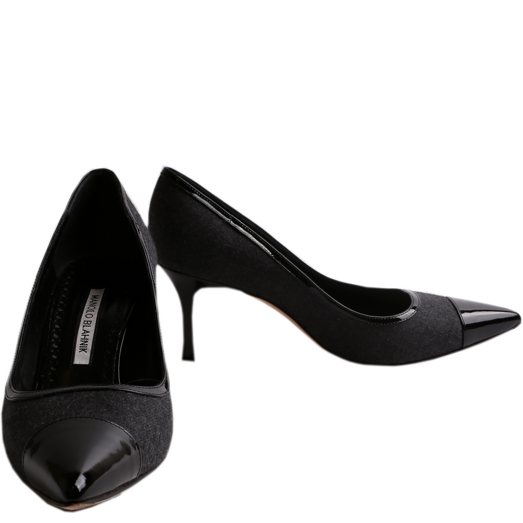 Wool Kitten Heel Pumps Size 38.5