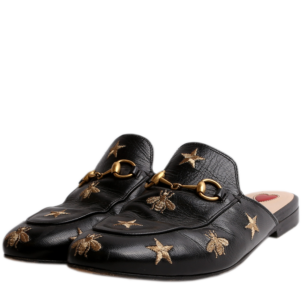 Gucci Princetown Bee Mules Size 36.5