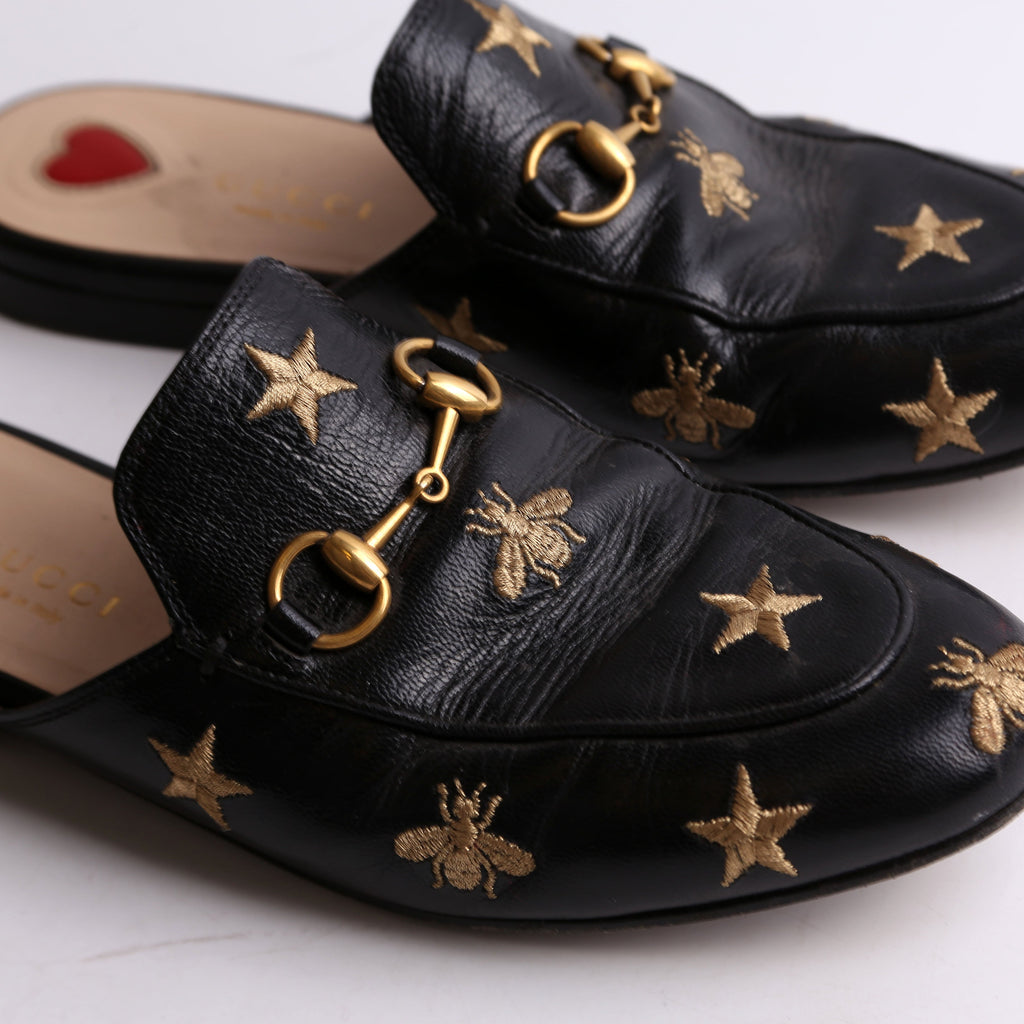 Gucci Princetown Bee Mules Size 36.5