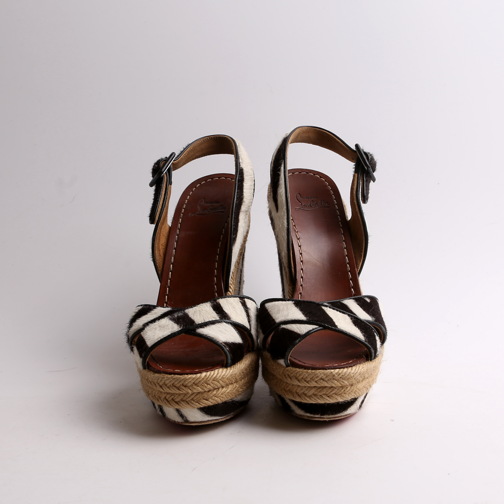 Ponyhair Wedge Sandals Size 36