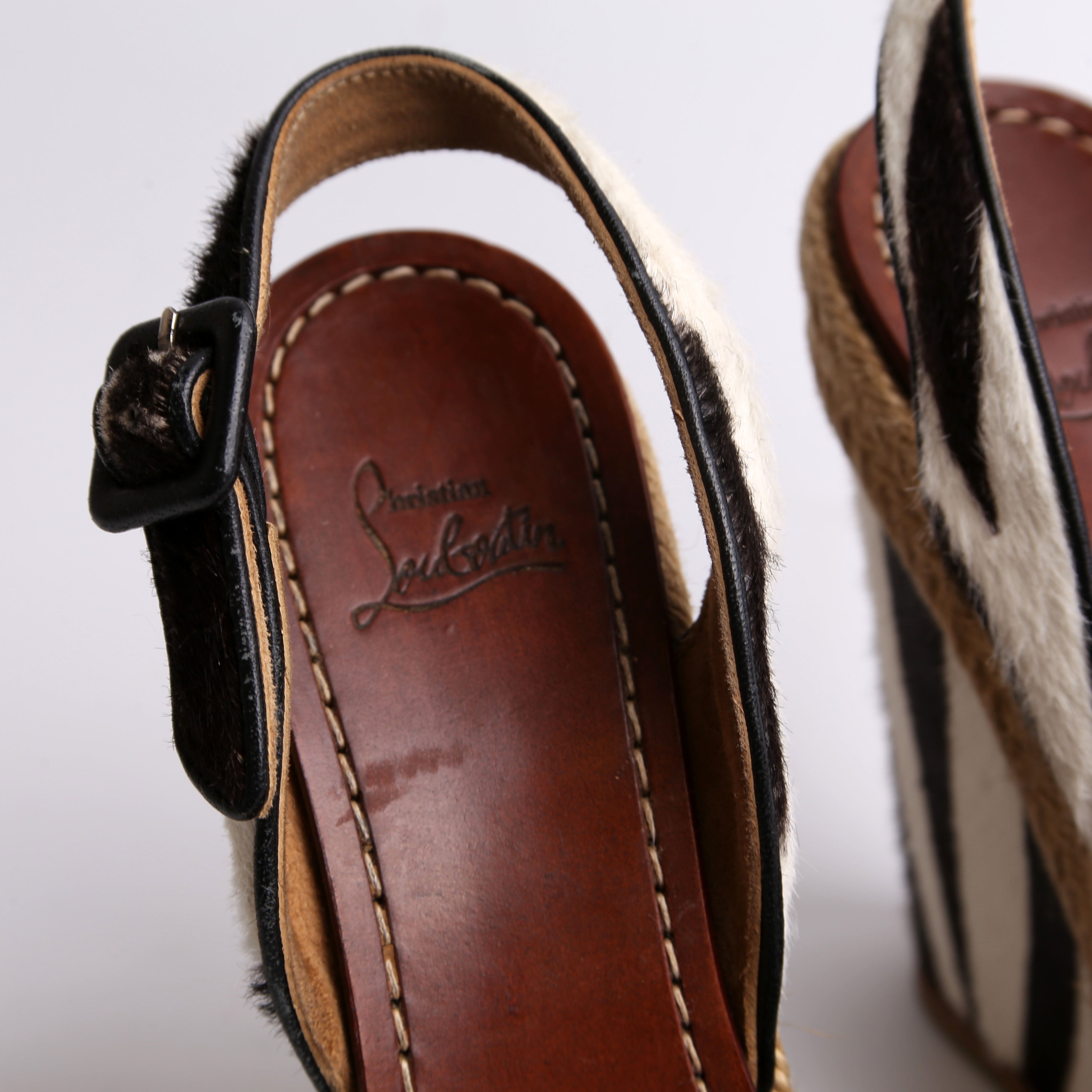 Ponyhair Wedge Sandals Size 36
