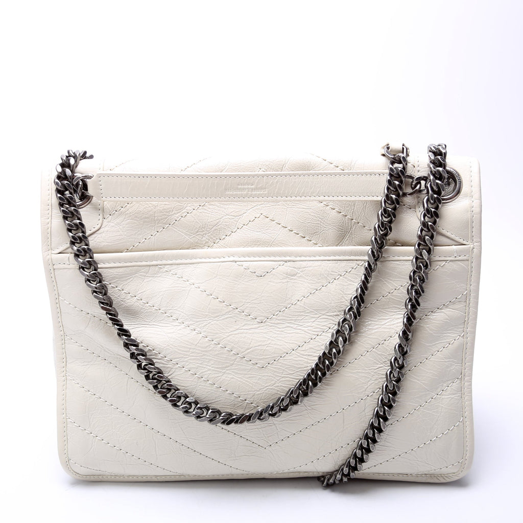 633158 Niki Medium Crinkle Leather Cream