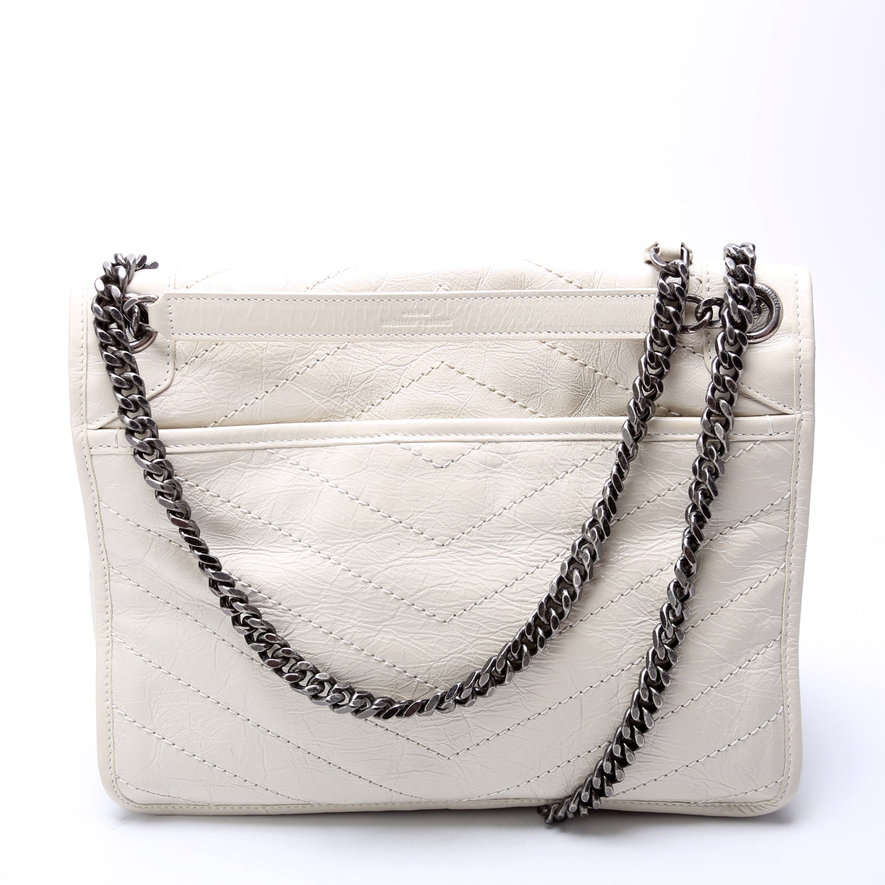 633158 Niki Medium Crinkle Leather Cream