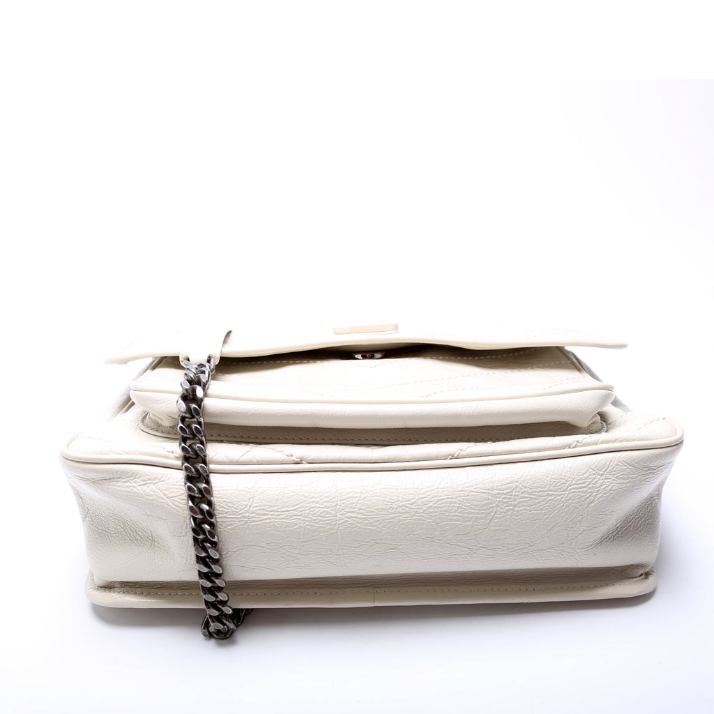 633158 Niki Medium Crinkle Leather Cream