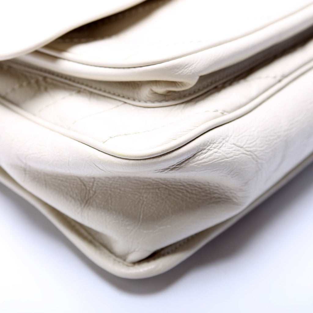 633158 Niki Medium Crinkle Leather Cream