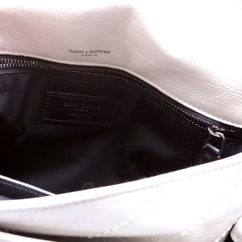 633158 Niki Medium Crinkle Leather Cream