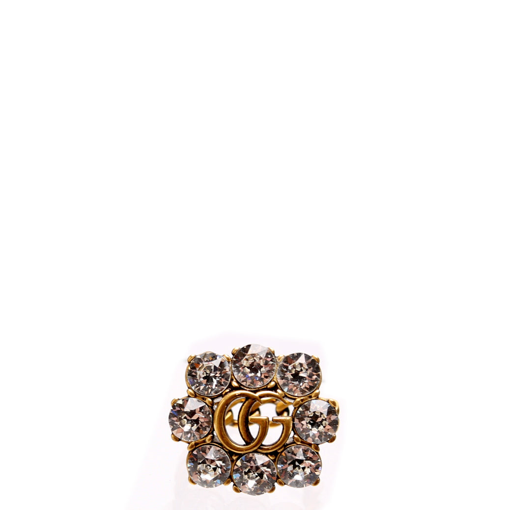 GG Marmont Crystal Ring Size 8 Gold