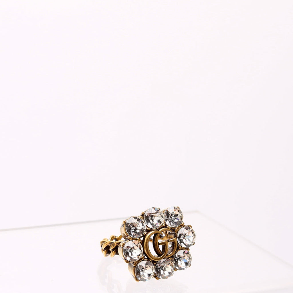 GG Marmont Crystal Ring Size 8 Gold