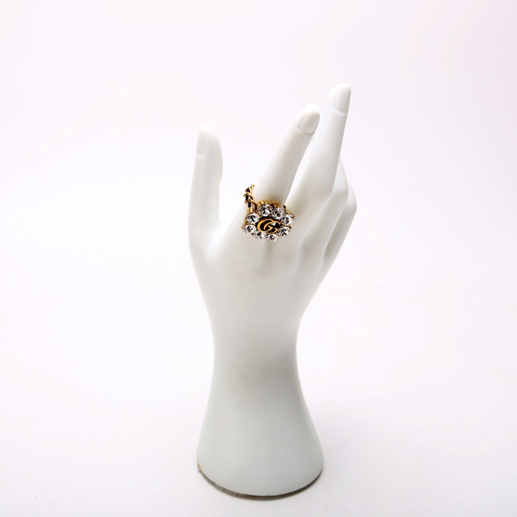 GG Marmont Crystal Ring Size 8 Gold