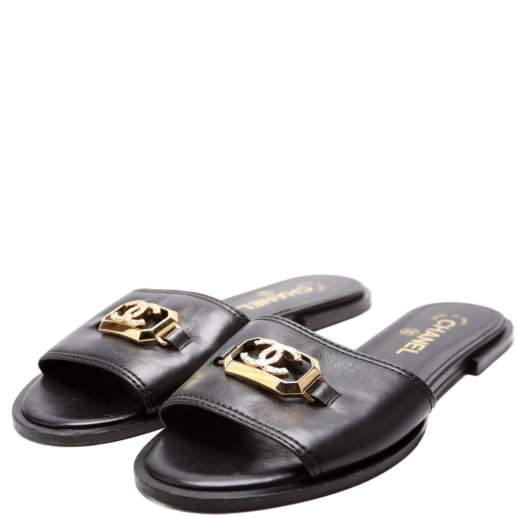 CC Leather Sandals Size 38 Black