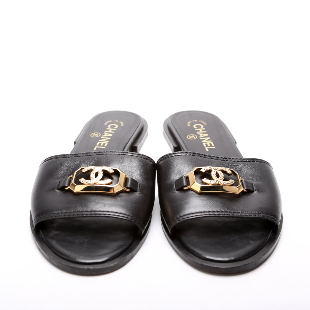 CC Leather Sandals Size 38 Black