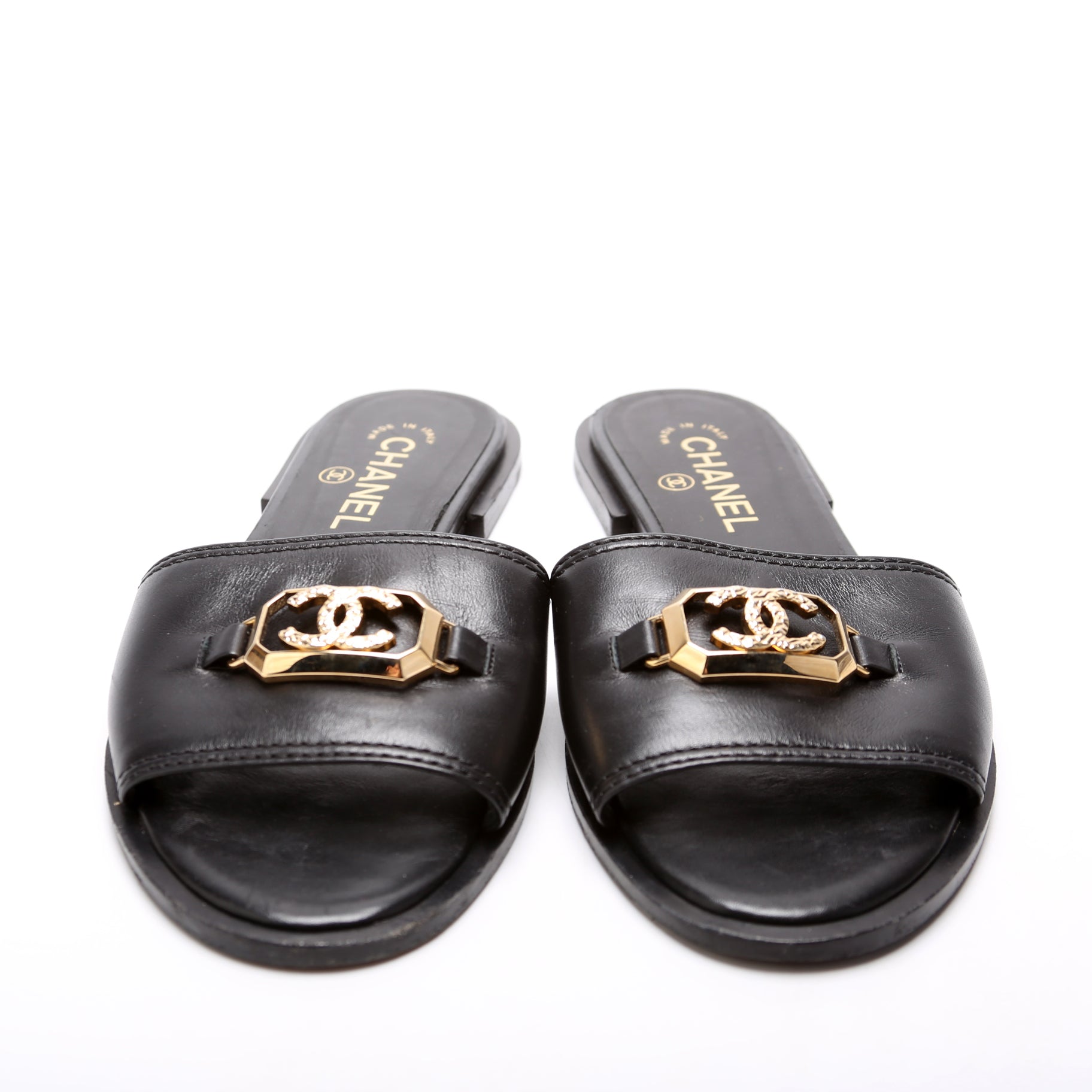 CC Leather Sandals Size 38 Black