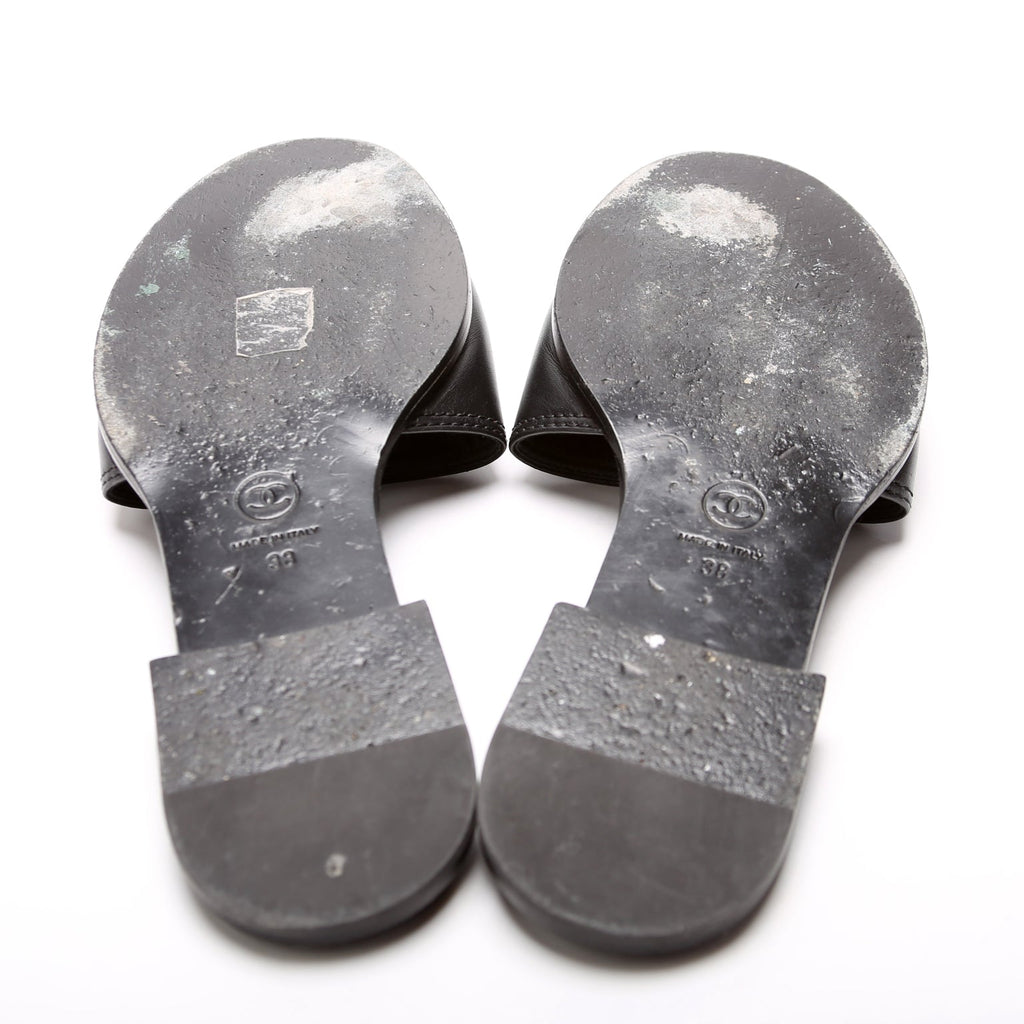 CC Leather Sandals Size 38 Black