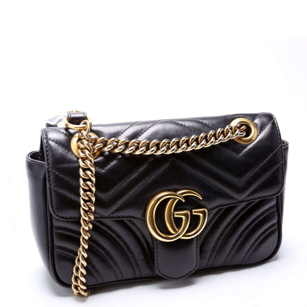 446744 Marmont Leather Shoulder Mini Flap Black