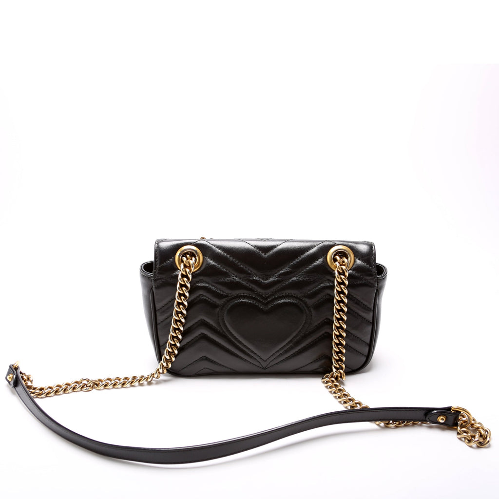 446744 Marmont Leather Shoulder Mini Flap Black