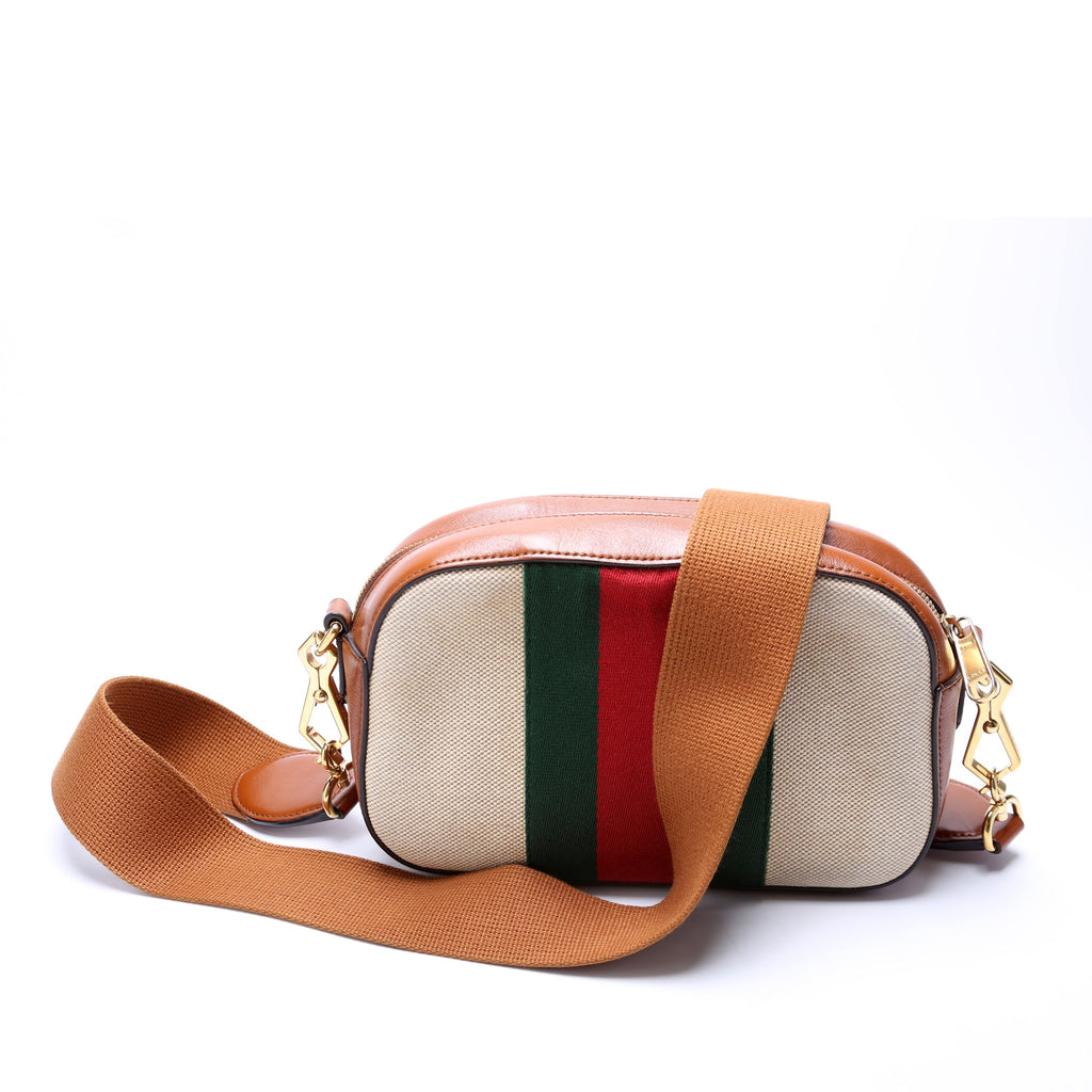 575073 Vintage Web Canvas Bag Brown