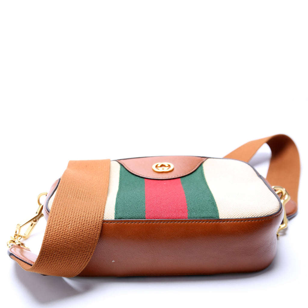 575073 Vintage Web Canvas Bag Brown