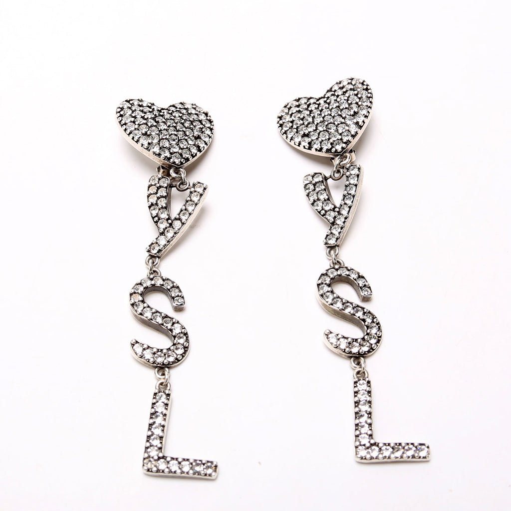 Opyum Crystal Heart Clip On Earrings Silver
