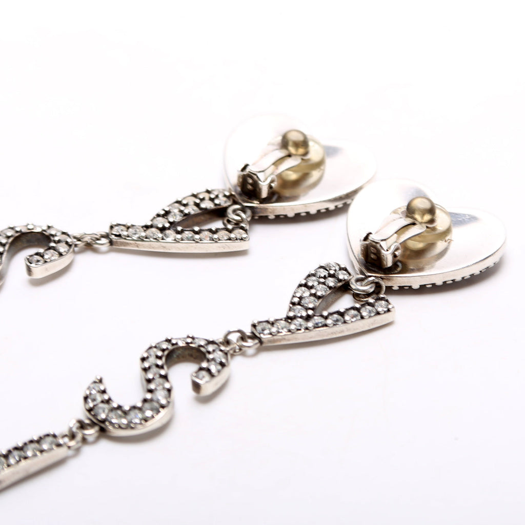 Opyum Crystal Heart Clip On Earrings Silver