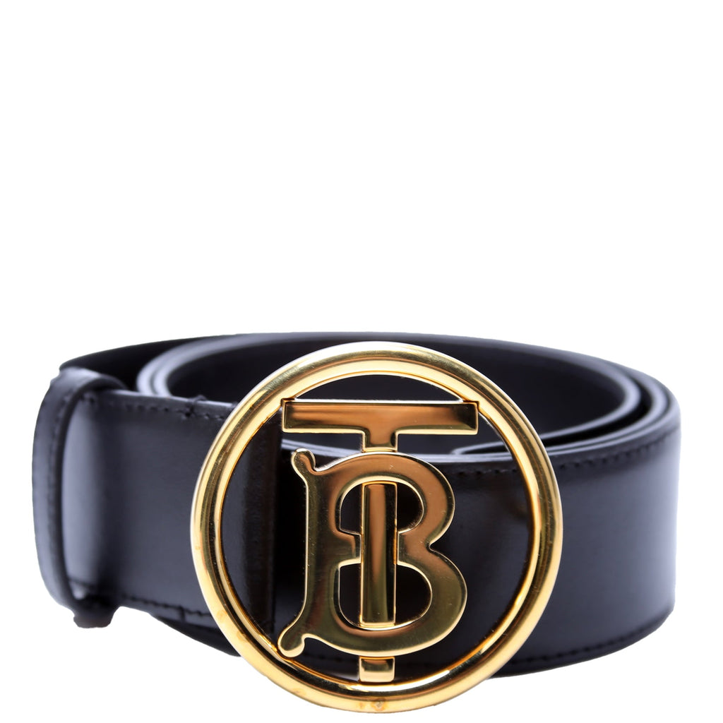 Circle TB Logo Leather Belt Size Medium Black